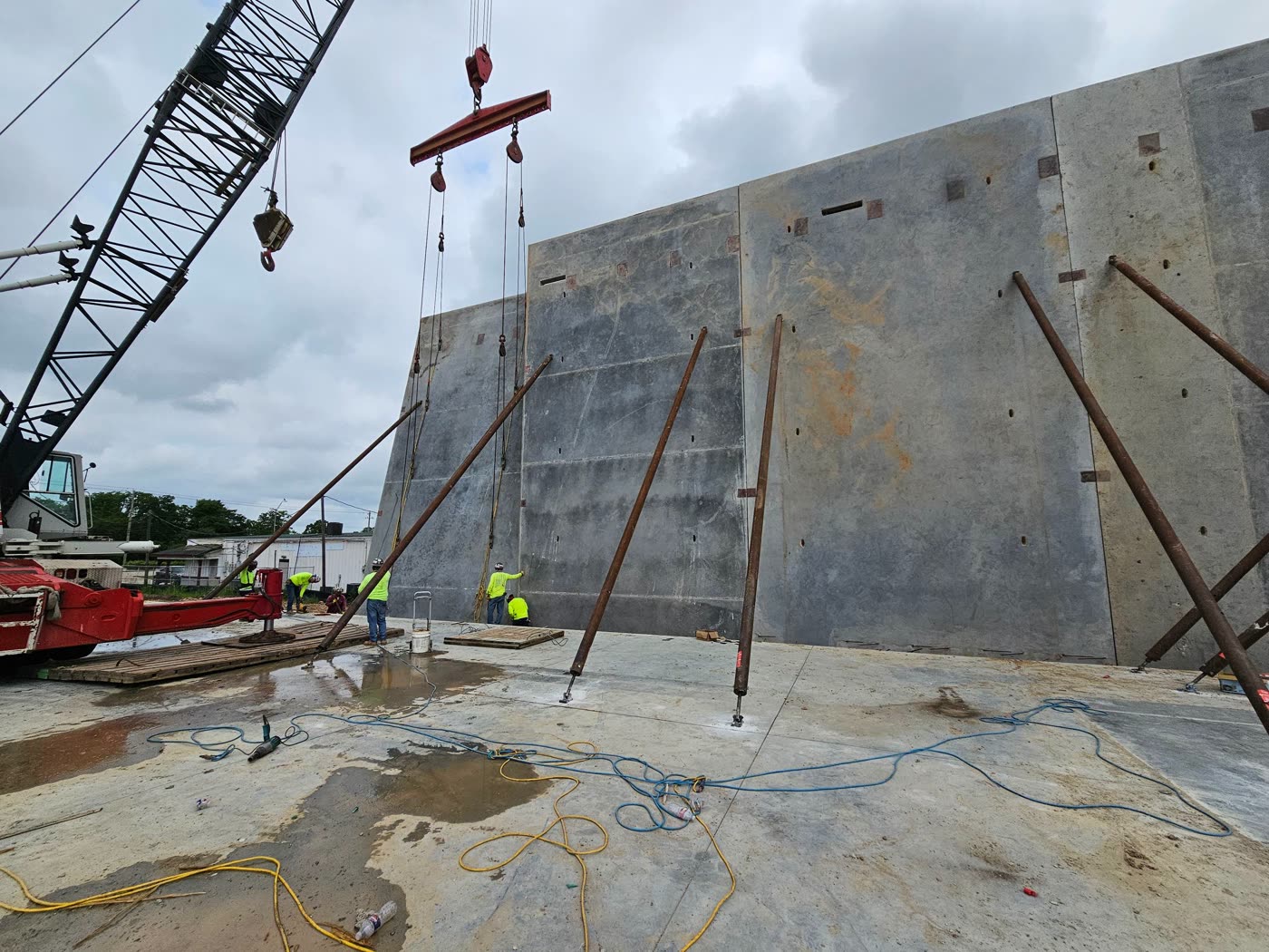 Concrete finishing crew on slab pour